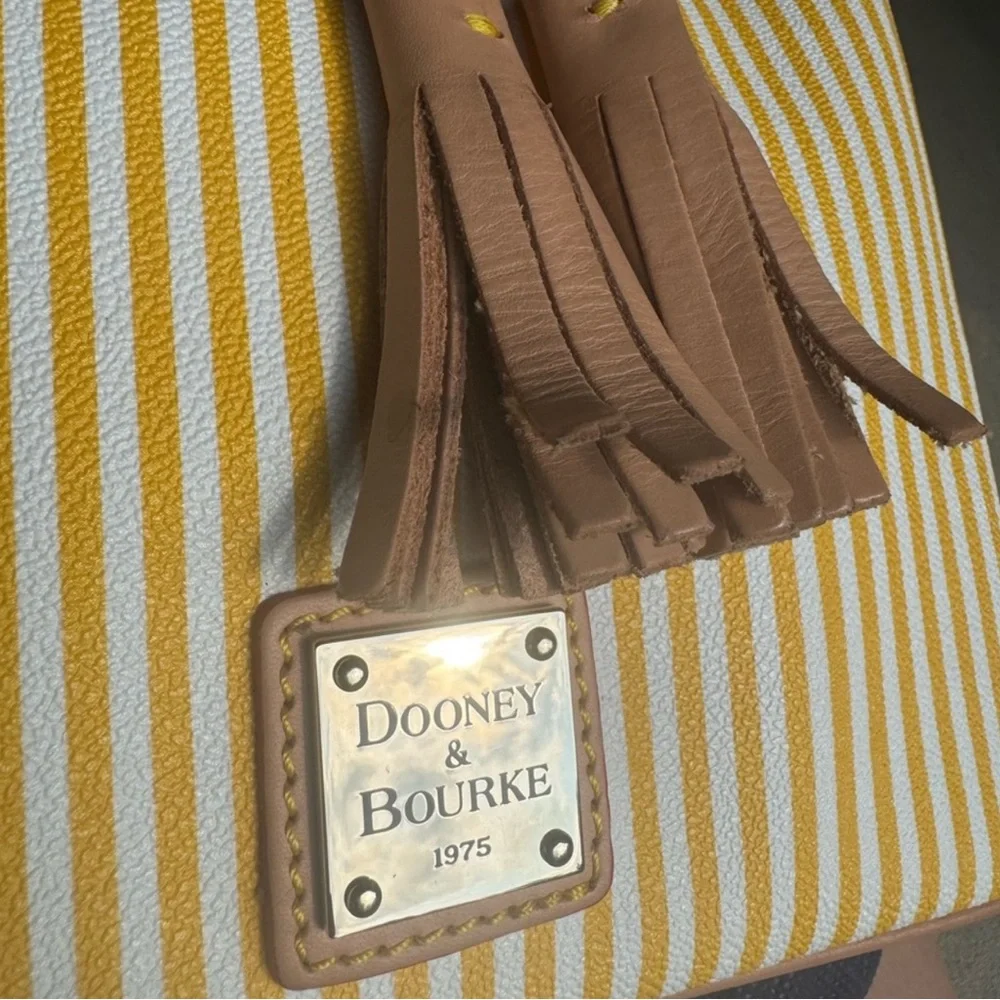 Sold! Dooney & Bourke Yellow and Tan Bag with Tassel Accents in dust bag - Picture 3 of 5